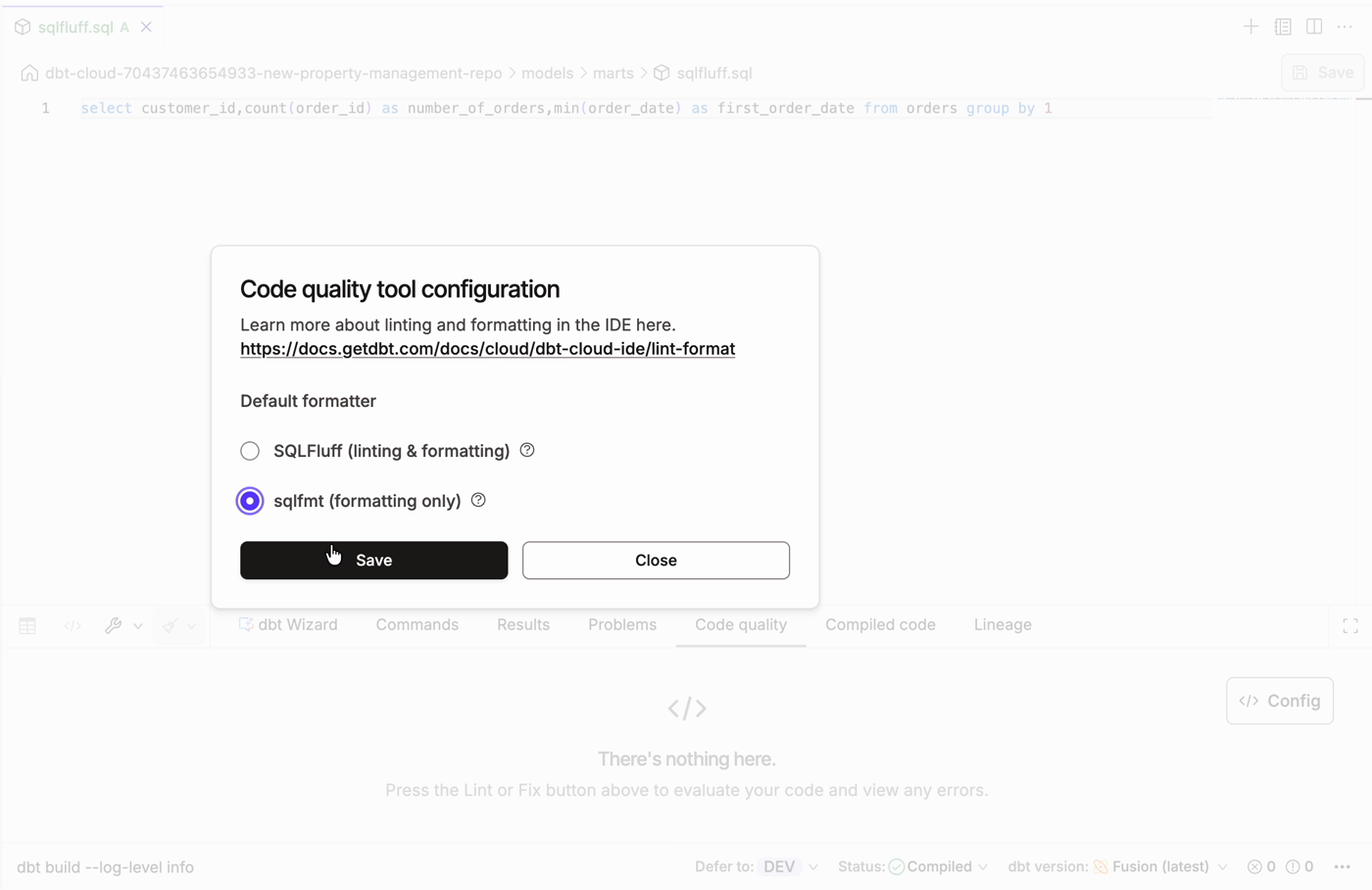 Use the Config button to select your tool. Use the Config button to select your tool.